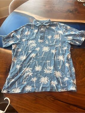 Jonnie-O Blue & white palm tree polo shirt